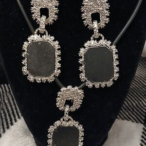 Elegant Silver and Black Pendant Necklace